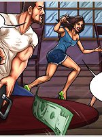 Astonishing cartoon sex comics with booty sluts escaping from very big criminal cock