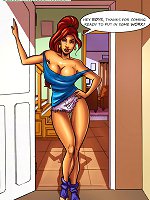 Interracial comic porn. Missis Davis fucked by two ebony boys in mouth and wet pussy