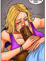 Dirty whore doing deepthroat cartoon blowjob to huge black dork