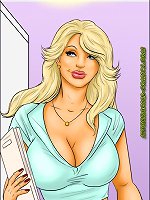 Cartoon comic porn with busty white blonde and three black boys with huge dicks