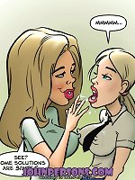 Busty sluts from John Persons cartoon making their pussies wet with tongues and fingers